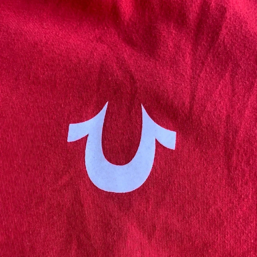 True Religion Red Crewneck Horseshoe Logo Graphic Tee Shirt Men’s Medium